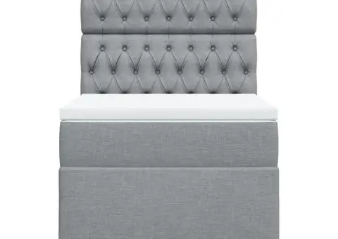 Pat box spring cu saltea, gri deschis, 90x190 cm, textil - 4/5