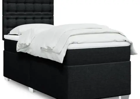 Pat box spring cu saltea, negru, 90x190 cm, textil - 1/5