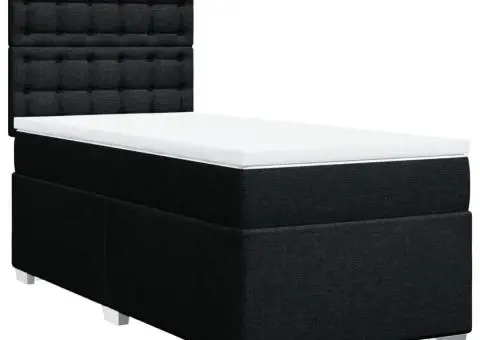 Pat box spring cu saltea, negru, 90x190 cm, textil - 2/5