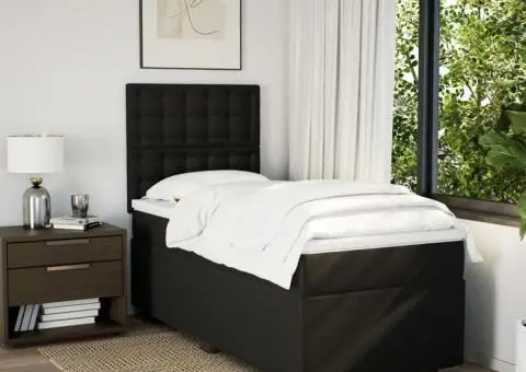 Pat box spring cu saltea, negru, 90x190 cm, textil - 3/5