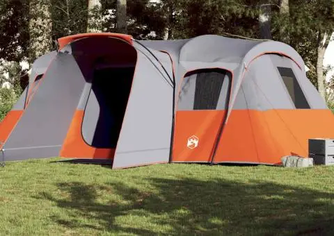 Cort de familie tunel pentru 16 persoane, gri, impermeabil - 1/5