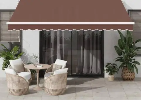 Copertina retractabilă manual cu LED, maro, 400x350 cm - 1/5