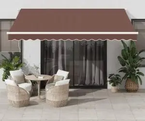 vidaXL Copertina retractabilă manual cu LED, maro, 400x350 cm