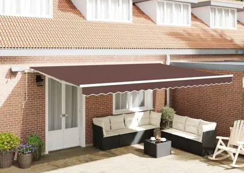 Copertină retractabilă manual cu LED, maro, 500x300 cm - 1/5