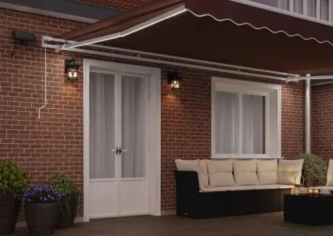 Copertină retractabilă manual cu LED, maro, 500x300 cm - 3/5