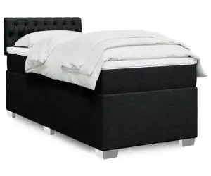 vidaXL Pat box spring cu saltea, negru, 80x200 cm, textil