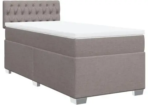 Pat box spring cu saltea, gri taupe, 80x200 cm, textil - 2/5