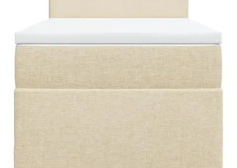 Pat box spring cu saltea, crem, 80x200 cm, textil - 4/5