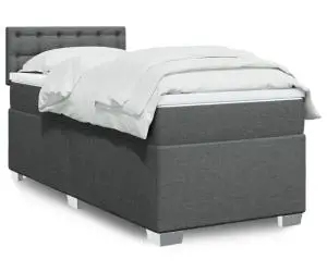 vidaXL Pat box spring cu saltea, gri închis, 80x200 cm, textil