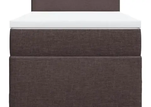 Pat box spring cu saltea, maro închis, 90x190 cm, textil - 4/5