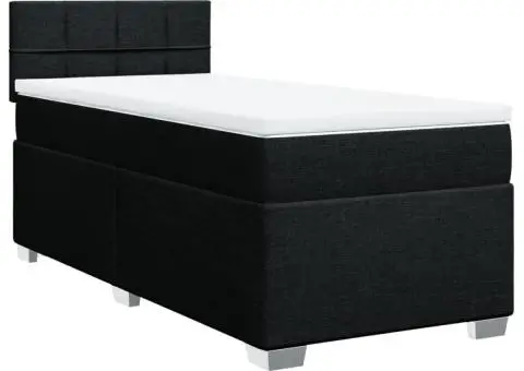 Pat box spring cu saltea, negru, 90x190 cm, textil - 2/5