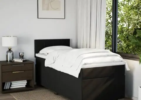 Pat box spring cu saltea, negru, 90x190 cm, textil - 3/5