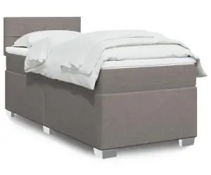 vidaXL Pat box spring cu saltea, gri taupe, 90x190 cm, textil