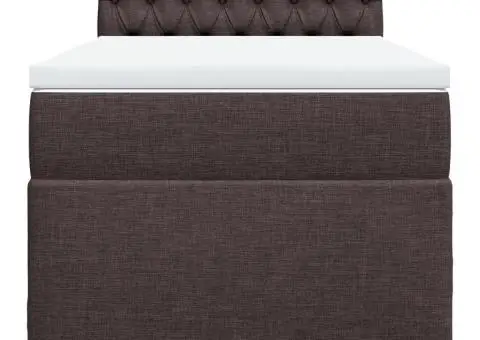 Pat box spring cu saltea, maro închis, 90x190 cm, textil - 4/5