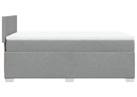 Pat box spring cu saltea, gri deschis, 90x200 cm, textil - 5/5