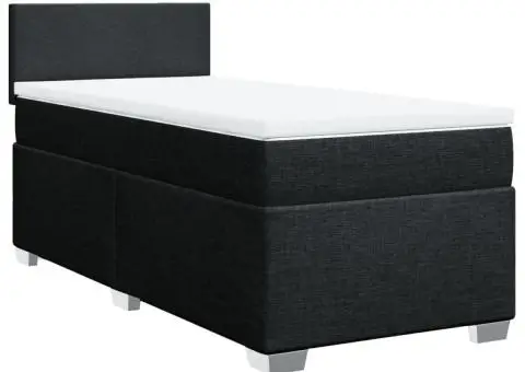 Pat box spring cu saltea, negru, 90x200 cm, textil - 2/5