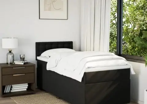 Pat box spring cu saltea, negru, 100x200 cm, textil - 3/5