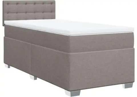 Pat box spring cu saltea, gri taupe, 100x200 cm, textil - 2/5