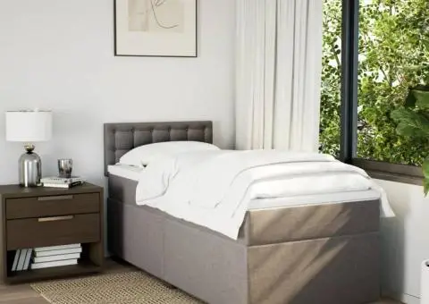 Pat box spring cu saltea, gri taupe, 100x200 cm, textil - 3/5