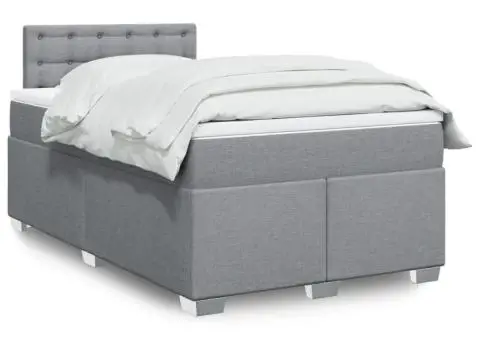 Pat continental cu saltea, gri deschis, 120x200 cm, textil - 1/5