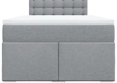 Pat continental cu saltea, gri deschis, 120x200 cm, textil - 4/5