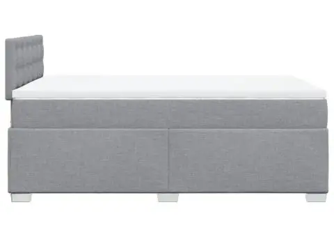 Pat continental cu saltea, gri deschis, 120x200 cm, textil - 5/5