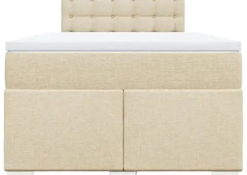 Pat box spring cu saltea, crem, 120x200 cm, textil - 4/5