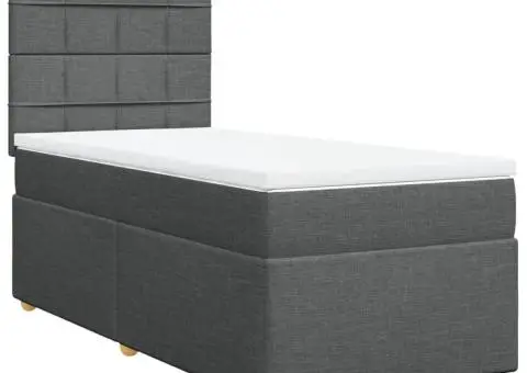 Pat box spring cu saltea, gri închis, 80x200 cm, textil - 2/5