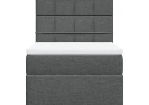 Pat box spring cu saltea, gri închis, 80x200 cm, textil - 4/5