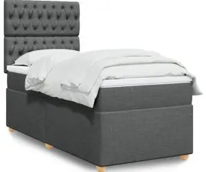 vidaXL Pat box spring cu saltea, gri închis, 80x200 cm, textil