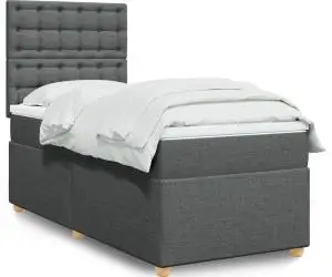 vidaXL Pat box spring cu saltea, gri închis, 80x200 cm, textil