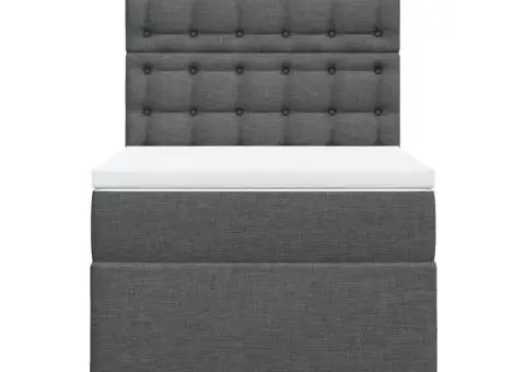 Pat box spring cu saltea, gri închis, 80x200 cm, textil - 4/5