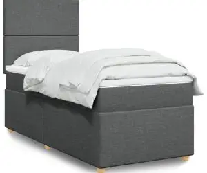 vidaXL Pat box spring cu saltea, gri închis, 90x190 cm, textil
