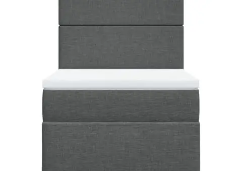 Pat box spring cu saltea, gri închis, 90x190 cm, textil - 4/5