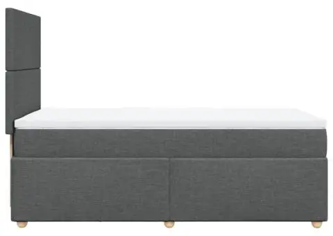 Pat box spring cu saltea, gri închis, 90x190 cm, textil - 5/5