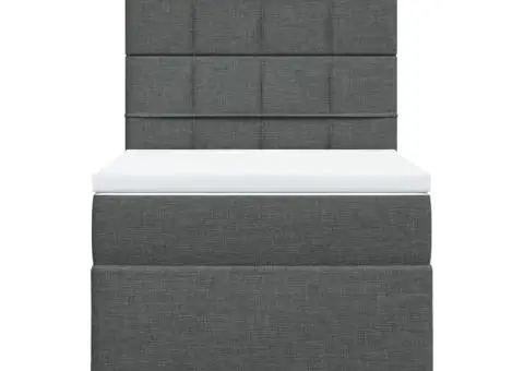 Pat box spring cu saltea, gri închis, 90x190 cm, textil - 4/5