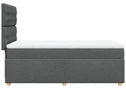 Pat box spring cu saltea, gri închis, 90x190 cm, textil - 5/5