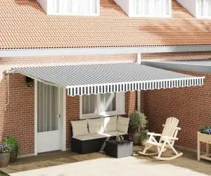vidaXL Copertină retractabilă automat, antracit/alb, 450x300 cm