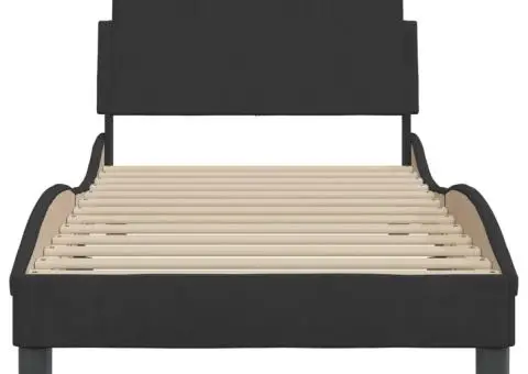 Cadru de pat cu tăblie fără saltea, negru, 90x190 cm, catifea - 4/5