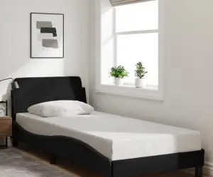 vidaXL Cadru de pat cu tăblie fără saltea, negru, 90x200 cm, textil