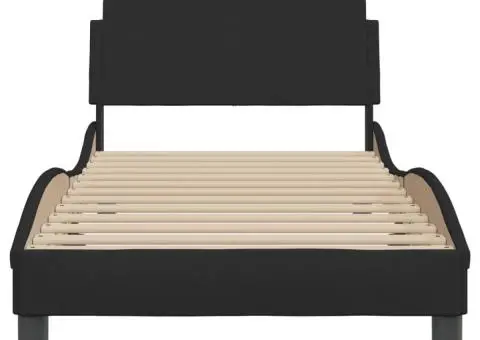 Cadru de pat cu tăblie fără saltea, negru, 90x200 cm, textil - 4/5