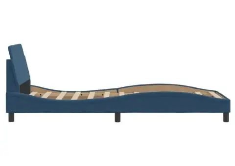 Cadru de pat cu tăblie fără saltea, albastru, 90x200 cm, textil - 5/5