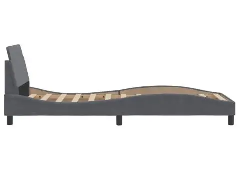 Cadru de pat fără saltea, gri închis, 90x200 cm, catifea - 5/5