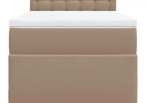 Pat box spring cu saltea, cappuccino, 100x200cm piele ecologică - 4/5