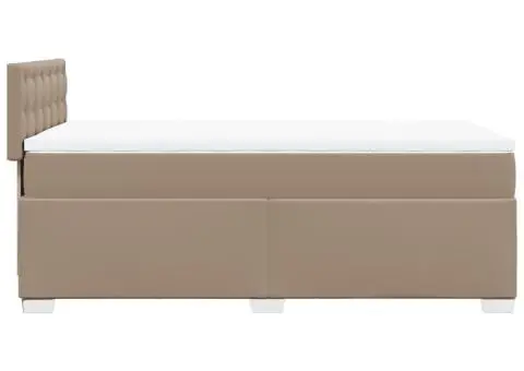 Pat box spring cu saltea, cappuccino, 100x200cm piele ecologică - 5/5