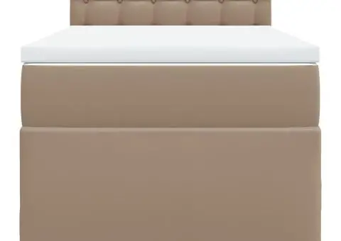 Pat box spring cu saltea, cappuccino, 90x200 cm piele ecologică - 4/5