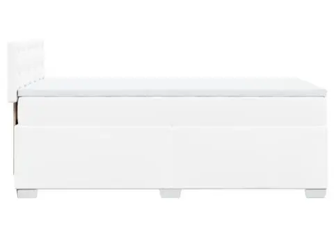 Pat box spring cu saltea, alb, 90x200 cm, piele ecologică - 5/5