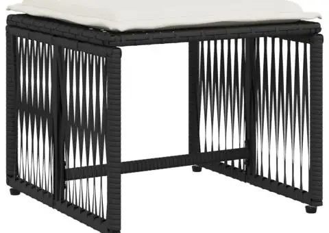 Set mobilier de grădină cu perne, 7 piese, negru, poliratan - 4/5