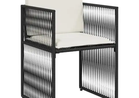 Set mobilier de grădină cu perne, 7 piese, negru, poliratan - 5/5