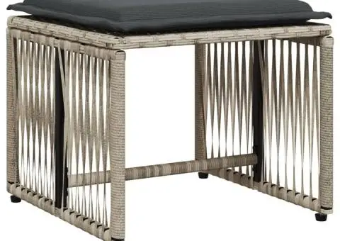 Set mobilier de grădină cu perne, 7 piese gri deschis poliratan - 4/5